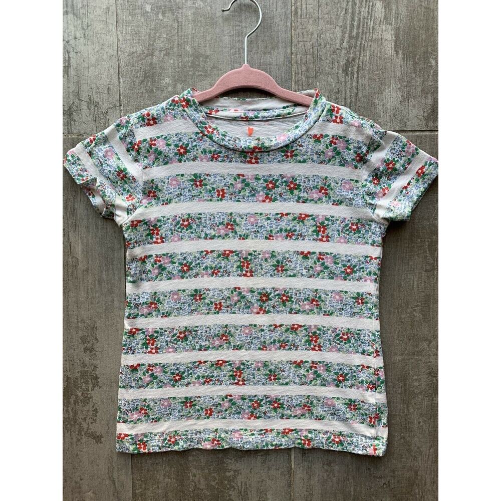 J. CREW Crewcuts Toddler Girls Green Floral T Shirt Top Cotton Boho Size 4-5